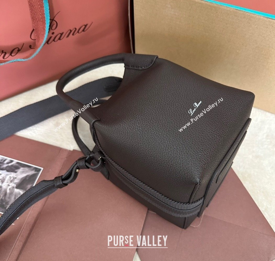 Loro Piana Small Bale Bucket Bag in Grained Calfskin Leather Coffee Brown 2025 0925 (XLU-250925056)