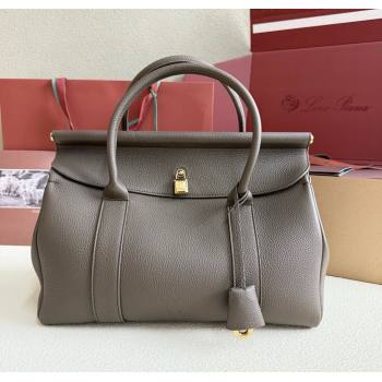 Loro Piana Loom Top Handle bag L32 in Grained Calfskin Leather Grey2 2025 0925 (XLU-250925109)