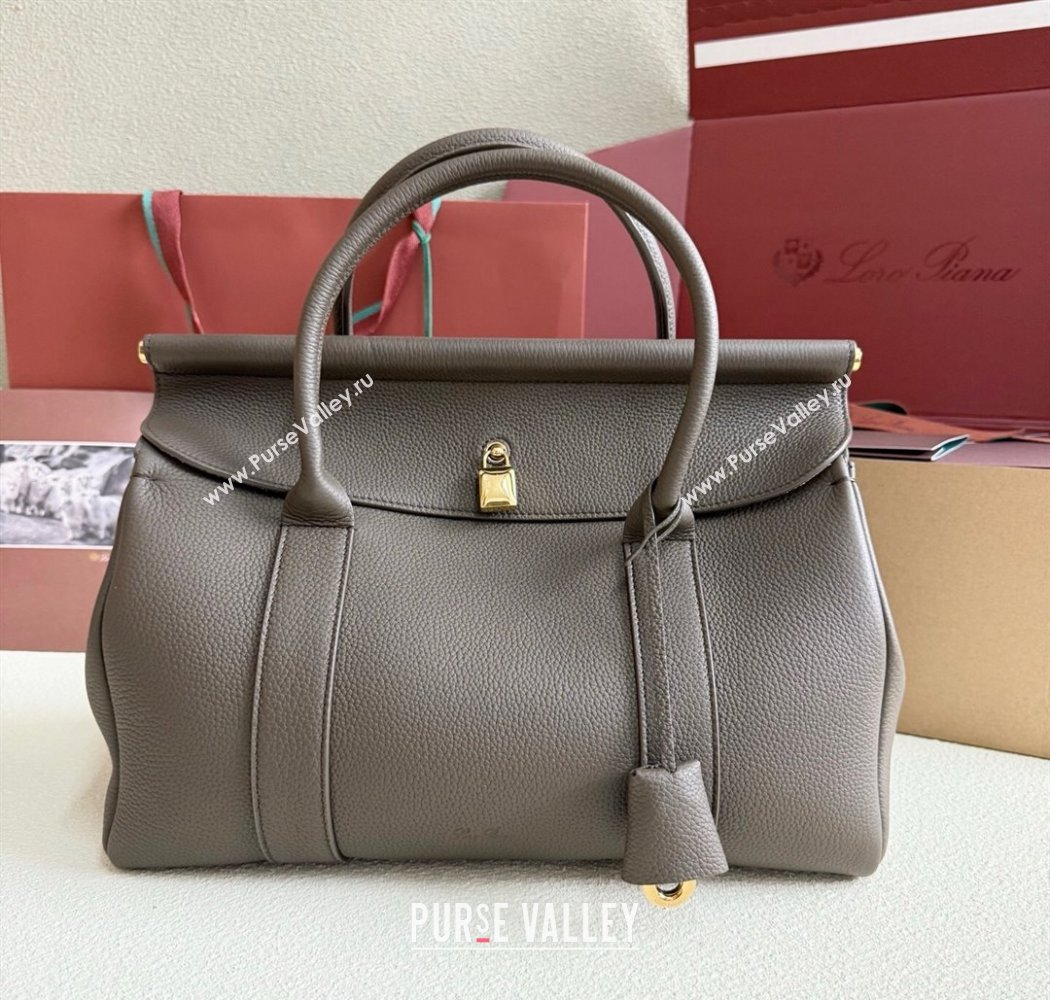 Loro Piana Loom Top Handle bag L32 in Grained Calfskin Leather Grey2 2025 0925 (XLU-250925109)