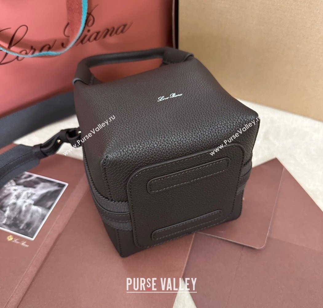 Loro Piana Small Bale Bucket Bag in Grained Calfskin Leather Coffee Brown 2025 0925 (XLU-250925056)