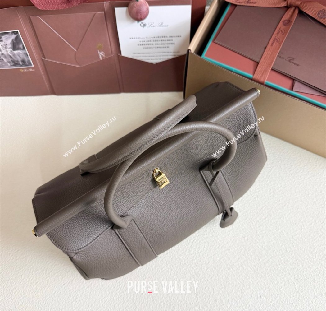 Loro Piana Loom Top Handle bag L32 in Grained Calfskin Leather Grey2 2025 0925 (XLU-250925109)