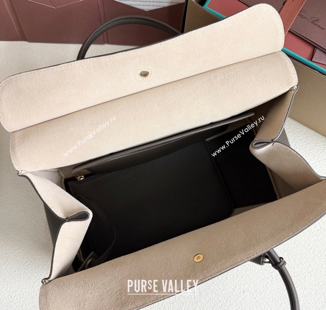 Loro Piana Loom Top Handle bag L32 in Grained Calfskin Leather Grey2 2025 0925 (XLU-250925109)