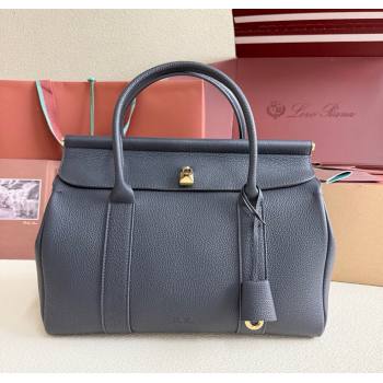 Loro Piana Loom Top Handle bag L32 in Grained Calfskin Leather Dark Royal Blue 2025 0925 (XLU-250925110)