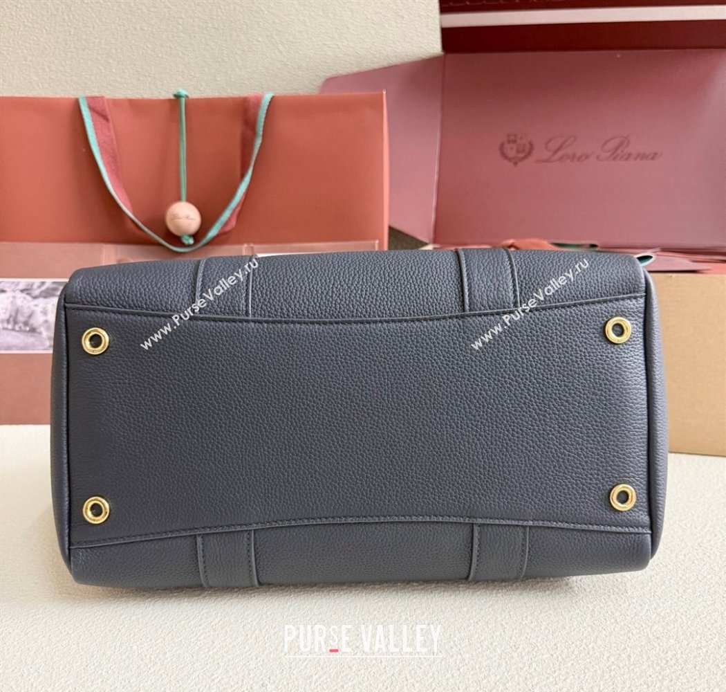 Loro Piana Loom Top Handle bag L32 in Grained Calfskin Leather Dark Royal Blue 2025 0925 (XLU-250925110)