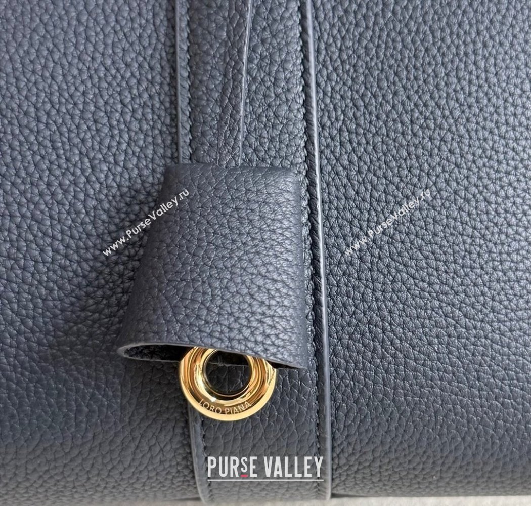 Loro Piana Loom Top Handle bag L32 in Grained Calfskin Leather Dark Royal Blue 2025 0925 (XLU-250925110)