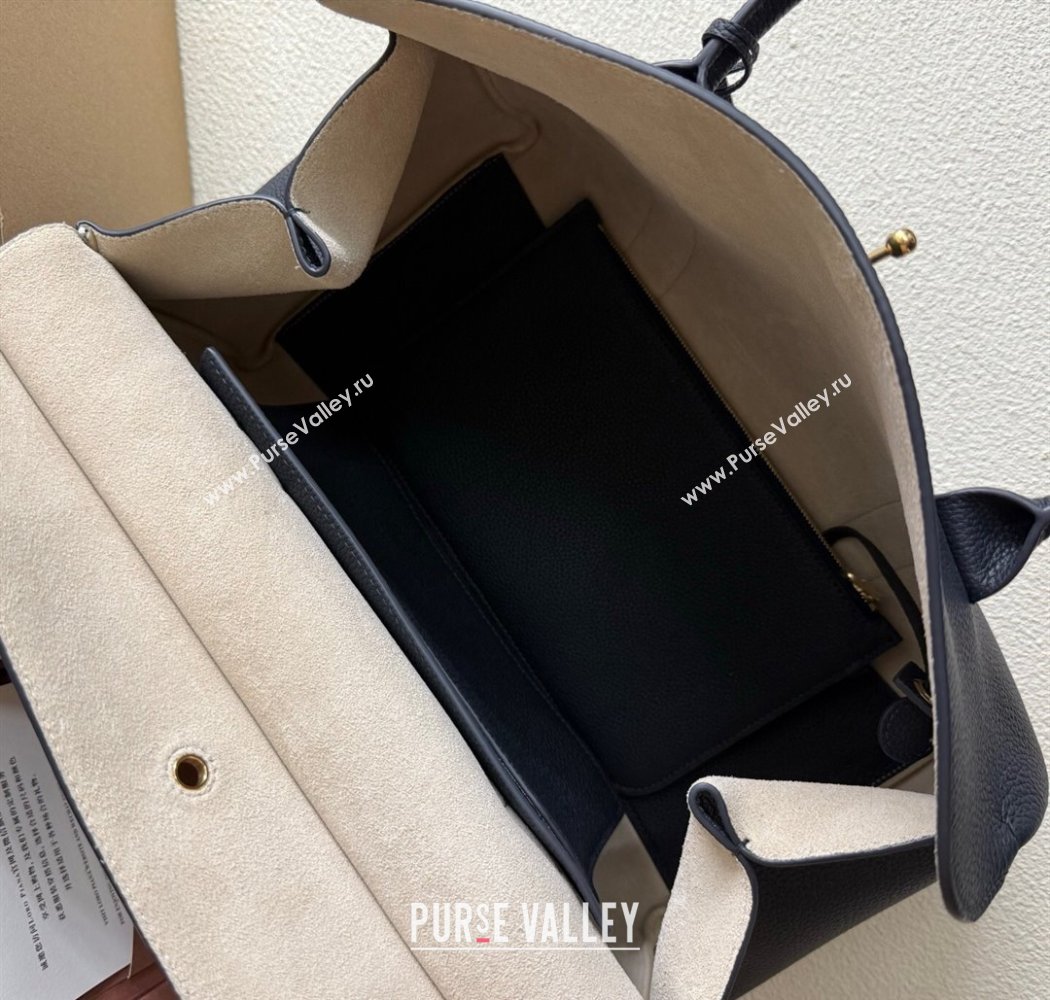 Loro Piana Loom Top Handle bag L32 in Grained Calfskin Leather Dark Royal Blue 2025 0925 (XLU-250925110)