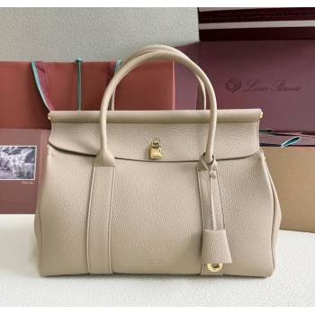 Loro Piana Loom Top Handle bag L32 in Grained Calfskin Leather Beige Grey 2025 0925 (XLU-250925111)