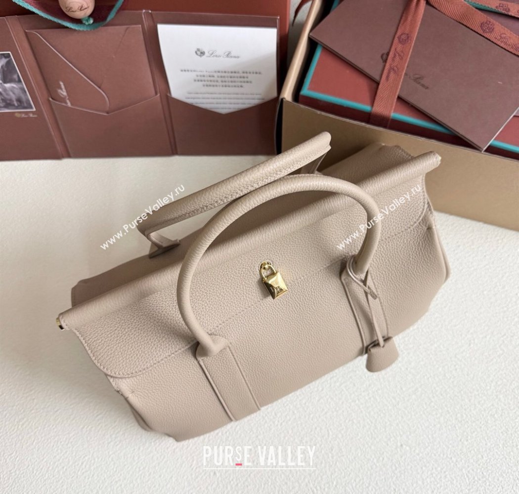 Loro Piana Loom Top Handle bag L32 in Grained Calfskin Leather Beige Grey 2025 0925 (XLU-250925111)