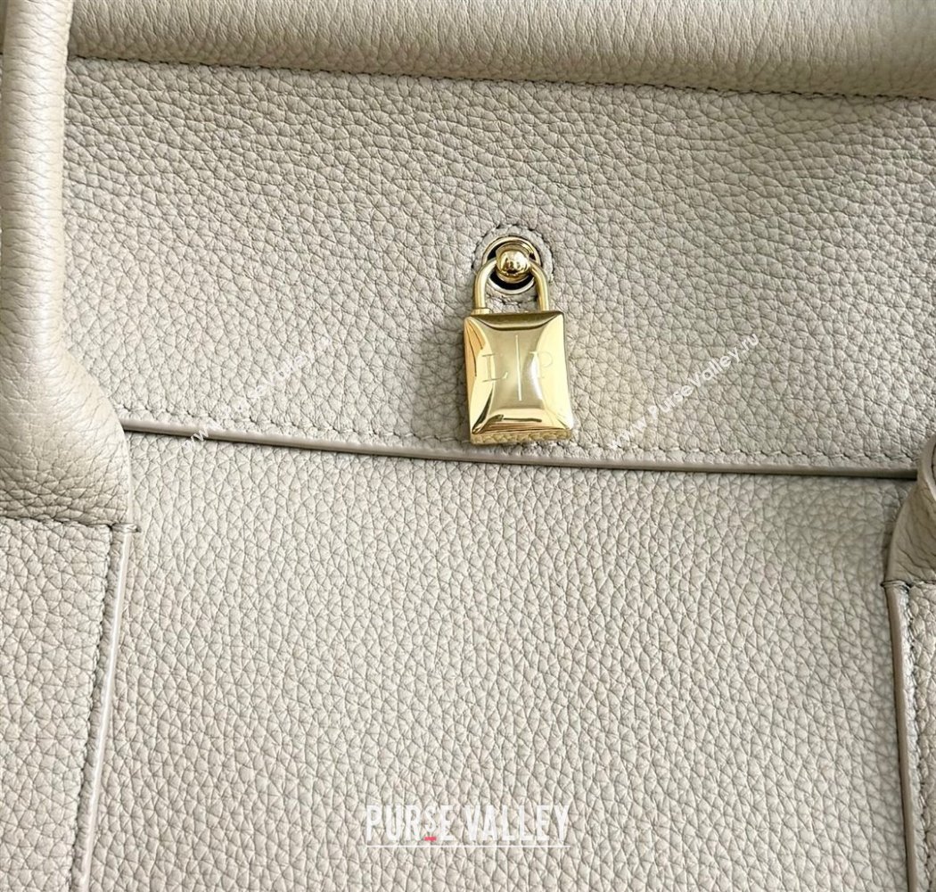 Loro Piana Loom Top Handle bag L32 in Grained Calfskin Leather Beige Grey 2025 0925 (XLU-250925111)