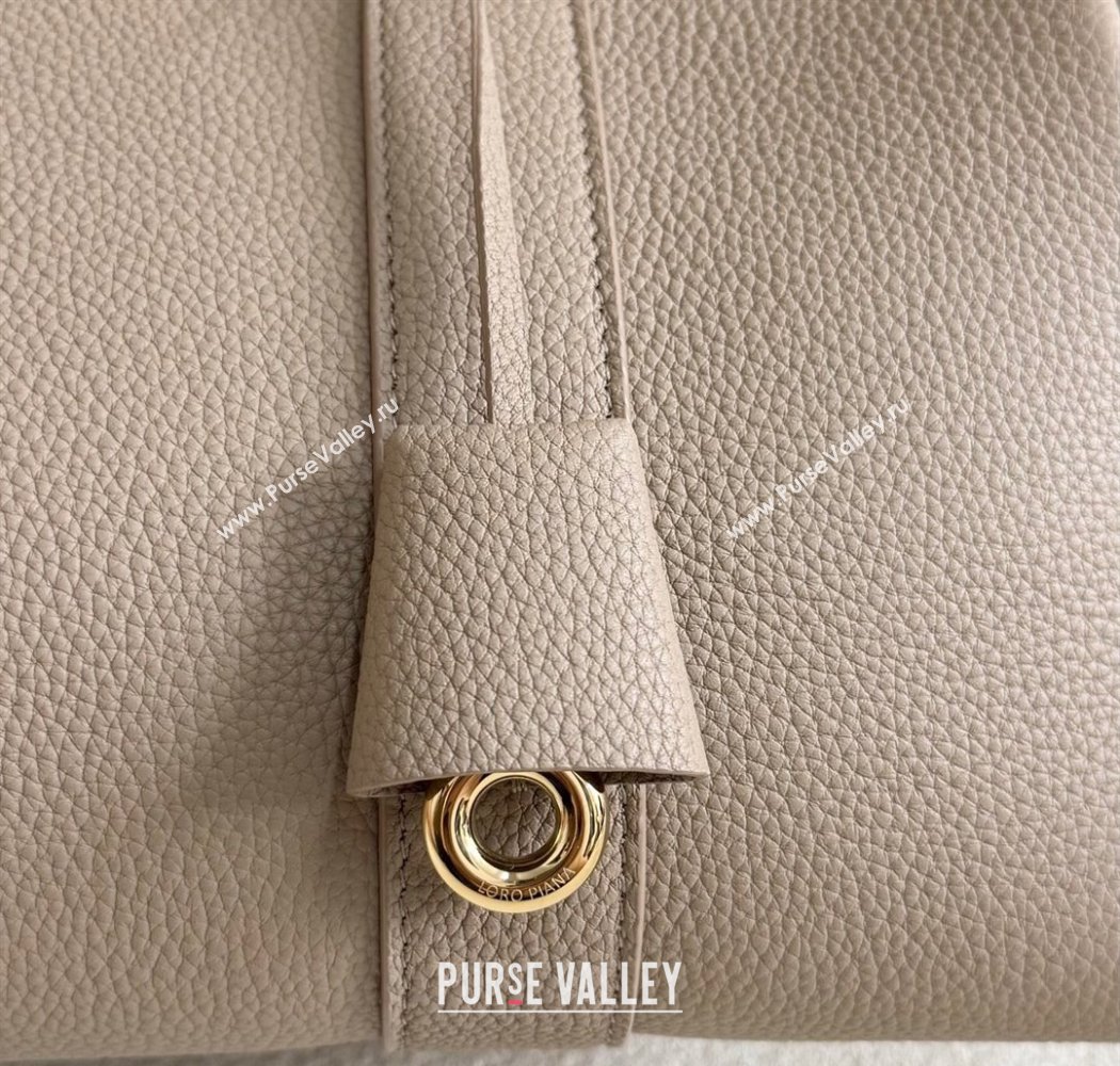 Loro Piana Loom Top Handle bag L32 in Grained Calfskin Leather Beige Grey 2025 0925 (XLU-250925111)