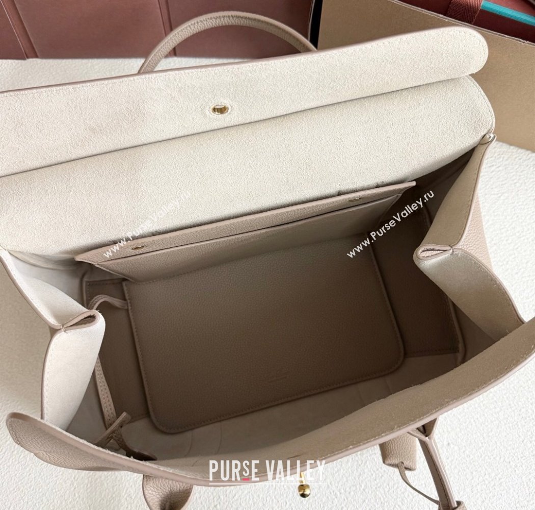 Loro Piana Loom Top Handle bag L32 in Grained Calfskin Leather Beige Grey 2025 0925 (XLU-250925111)