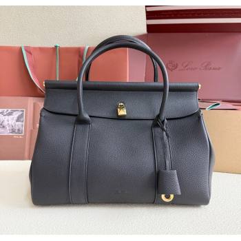 Loro Piana Loom Top Handle bag L32 in Grained Calfskin Leather Black 2025 0925 (XLU-250925112)