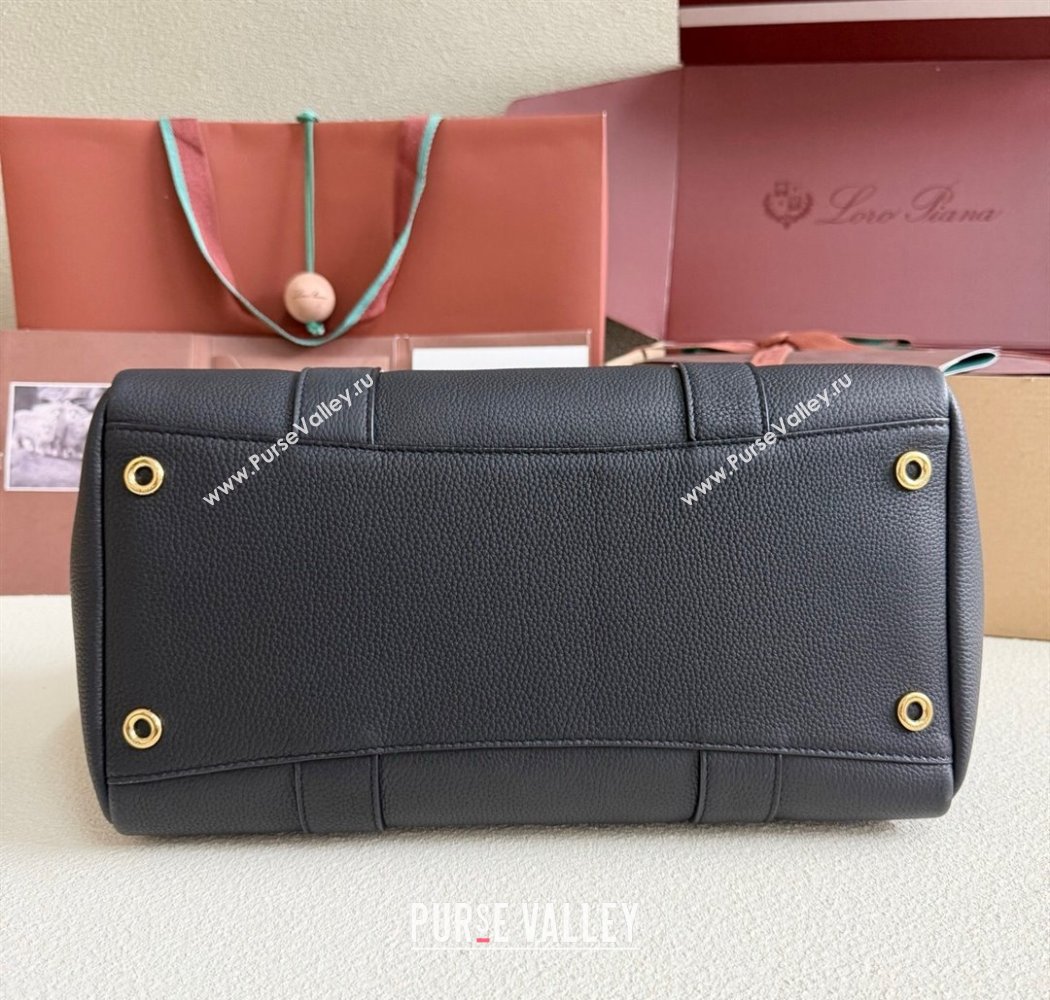 Loro Piana Loom Top Handle bag L32 in Grained Calfskin Leather Black 2025 0925 (XLU-250925112)