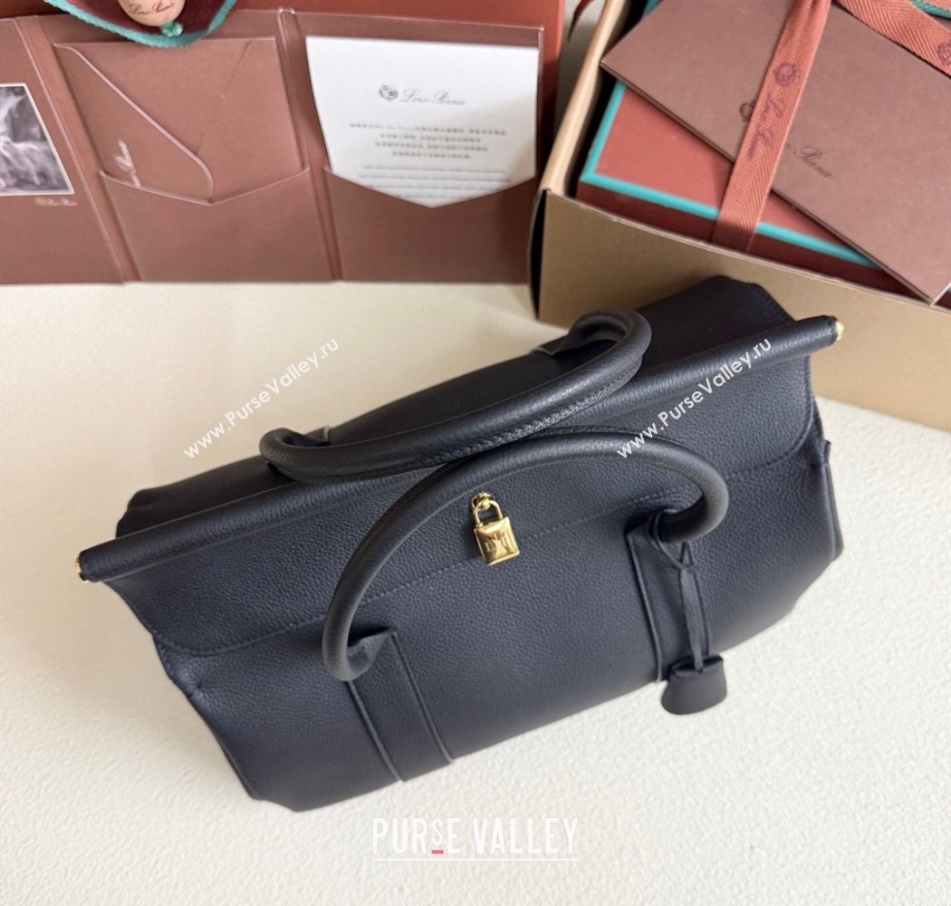 Loro Piana Loom Top Handle bag L32 in Grained Calfskin Leather Black 2025 0925 (XLU-250925112)