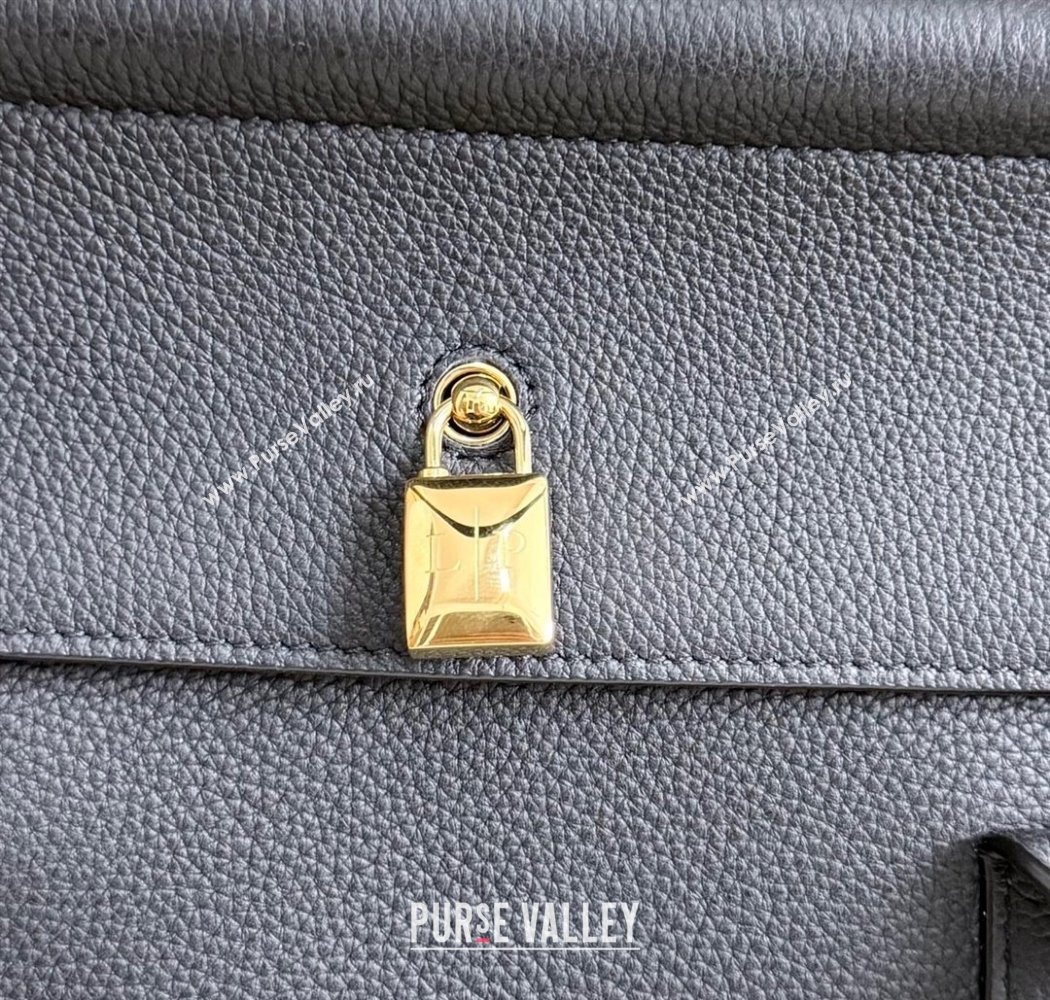 Loro Piana Loom Top Handle bag L32 in Grained Calfskin Leather Black 2025 0925 (XLU-250925112)