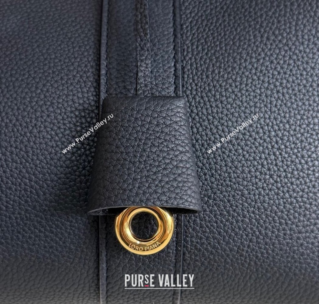 Loro Piana Loom Top Handle bag L32 in Grained Calfskin Leather Black 2025 0925 (XLU-250925112)