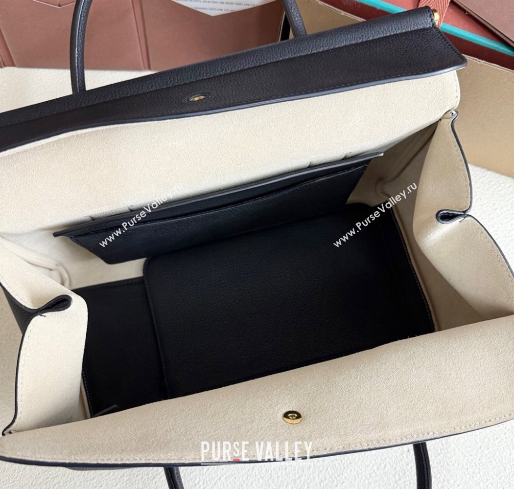 Loro Piana Loom Top Handle bag L32 in Grained Calfskin Leather Black 2025 0925 (XLU-250925112)