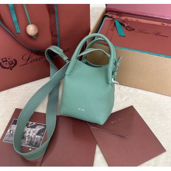 Loro Piana Small Bale Bucket Bag in Grained Calfskin Leather Artemisia Green 2025 0925 (XLU-250925057)