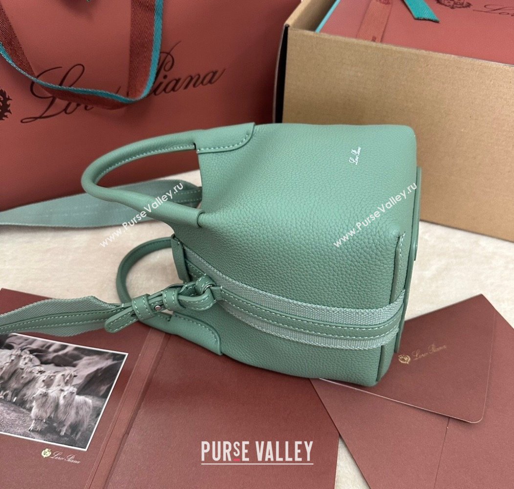 Loro Piana Small Bale Bucket Bag in Grained Calfskin Leather Artemisia Green 2025 0925 (XLU-250925057)