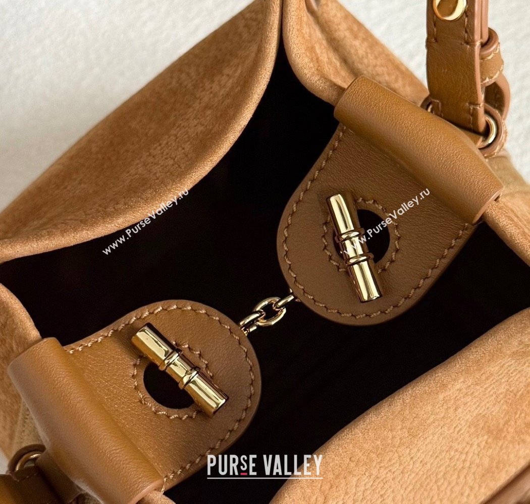 Loro Piana Micro Bale Bucket Bag in Grained Nubuck Brown 2025 0925 (XLU-250925048)