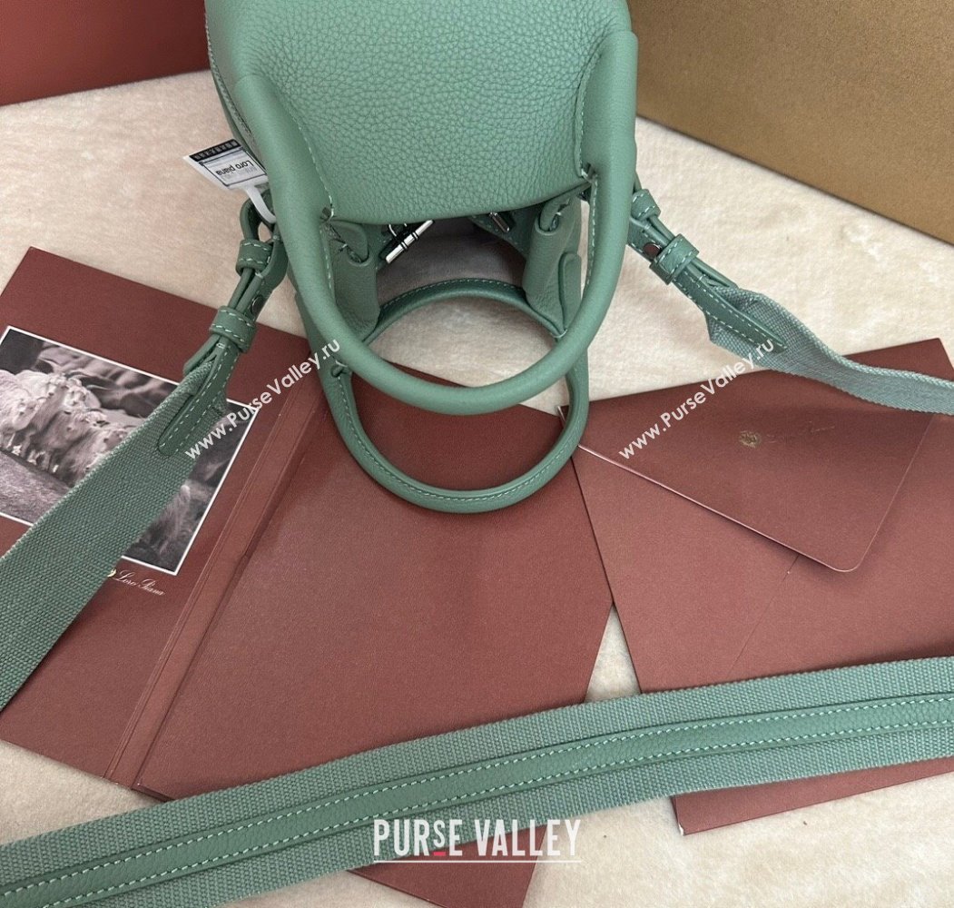 Loro Piana Small Bale Bucket Bag in Grained Calfskin Leather Artemisia Green 2025 0925 (XLU-250925057)