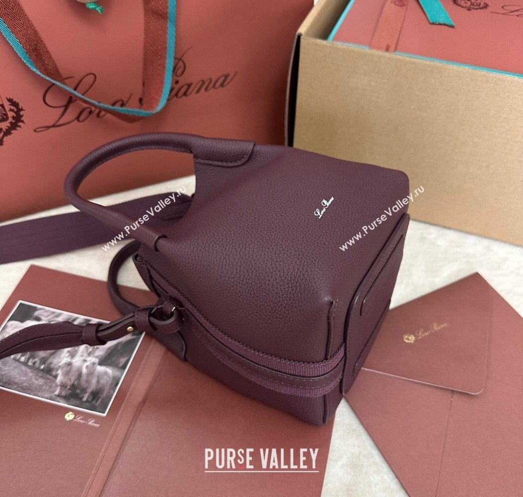 Loro Piana Small Bale Bucket Bag in Grained Calfskin Leather Ormosia Red 2025 0925 (XLU-250925059)