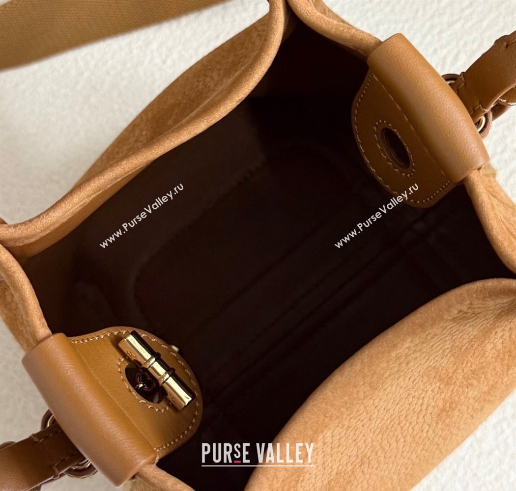 Loro Piana Micro Bale Bucket Bag in Grained Nubuck Brown 2025 0925 (XLU-250925048)