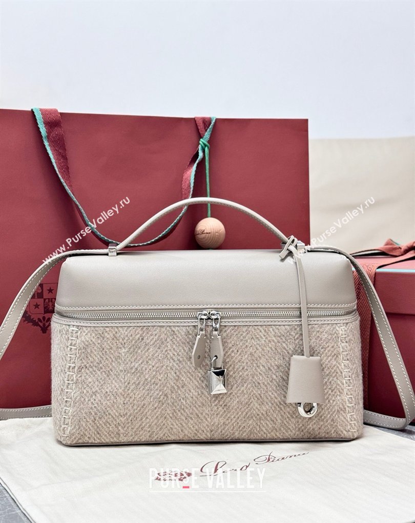 Loro Piana LP Extra Bag L27 in Cashmere and Leather Grey 2026 FAQ2800 (BF-260408045)