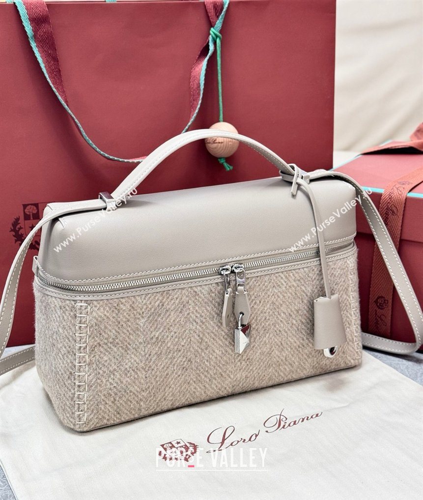 Loro Piana LP Extra Bag L27 in Cashmere and Leather Grey 2026 FAQ2800 (BF-260408045)
