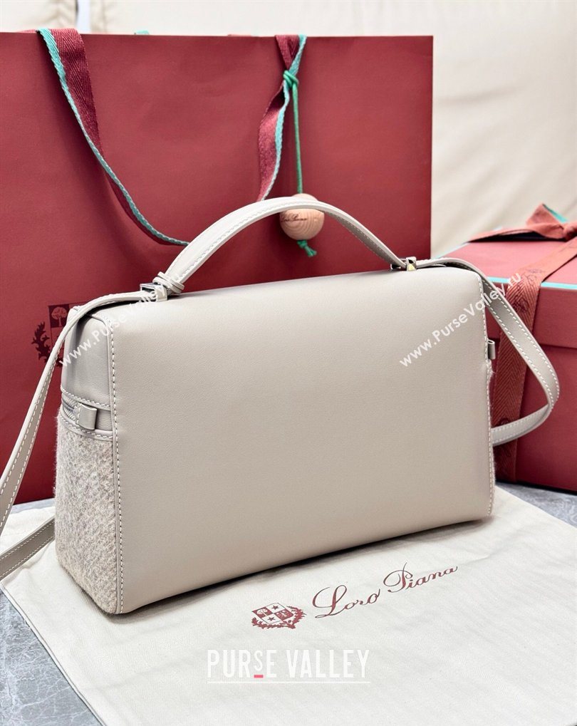 Loro Piana LP Extra Bag L27 in Cashmere and Leather Grey 2026 FAQ2800 (BF-260408045)