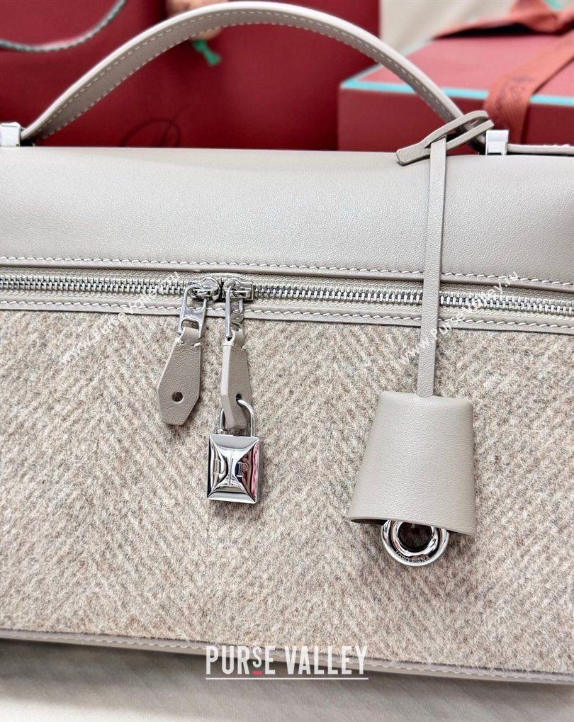 Loro Piana LP Extra Bag L27 in Cashmere and Leather Grey 2026 FAQ2800 (BF-260408045)