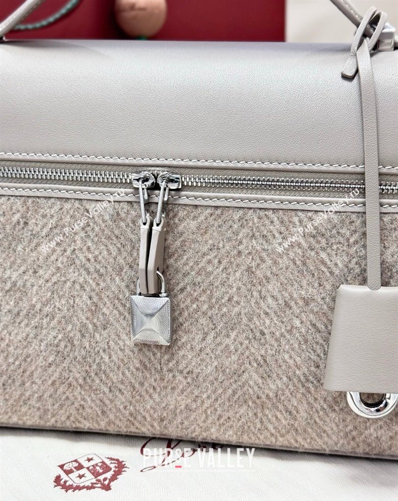 Loro Piana LP Extra Bag L27 in Cashmere and Leather Grey 2026 FAQ2800 (BF-260408045)