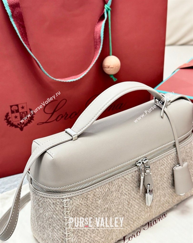 Loro Piana LP Extra Bag L27 in Cashmere and Leather Grey 2026 FAQ2800 (BF-260408045)