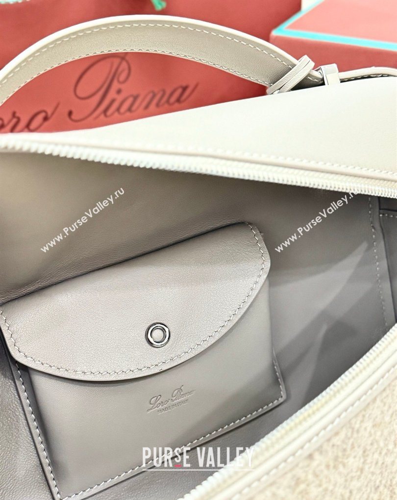 Loro Piana LP Extra Bag L27 in Cashmere and Leather Grey 2026 FAQ2800 (BF-260408045)