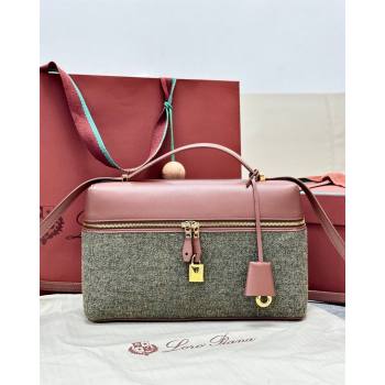 Loro Piana LP Extra Bag L27 in Tweed and Leather Brown/Grey 2026 FAO2841 (BF-260408047)