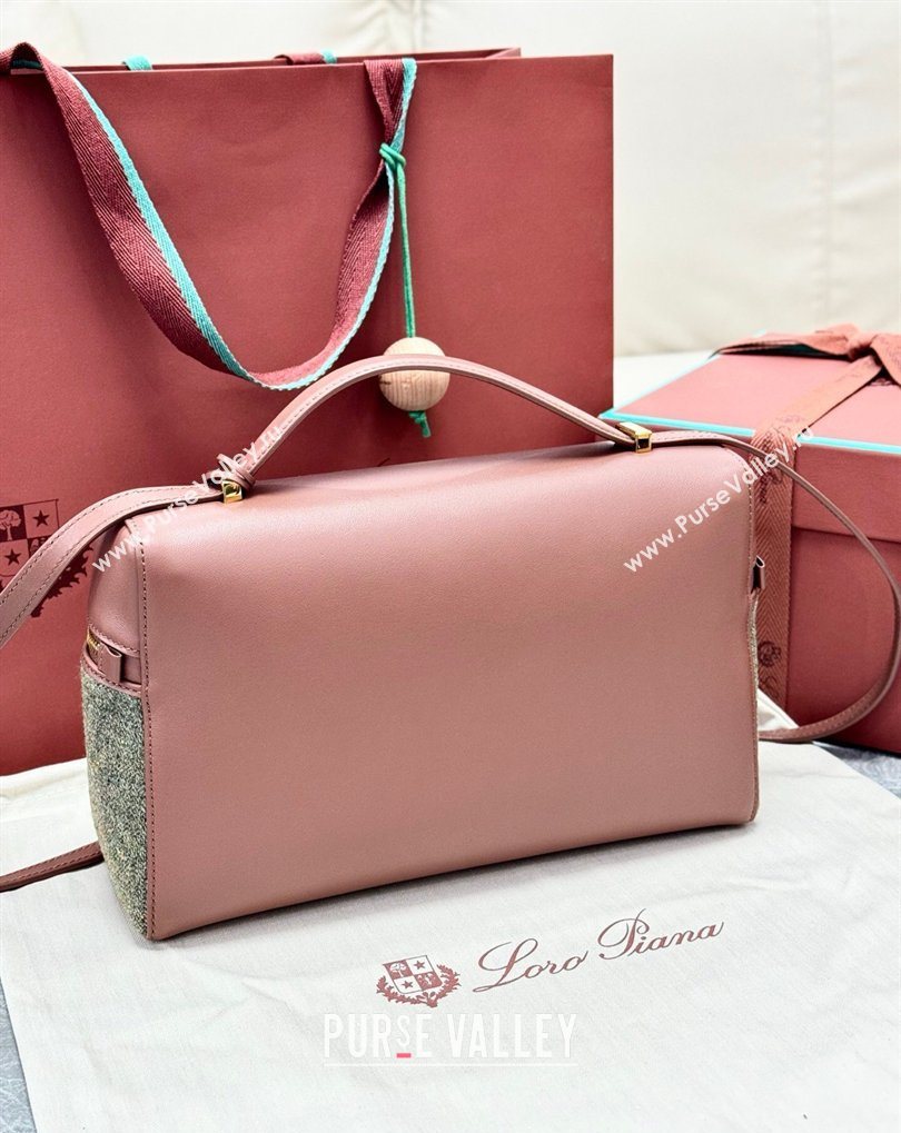 Loro Piana LP Extra Bag L27 in Tweed and Leather Brown/Grey 2026 FAO2841 (BF-260408047)