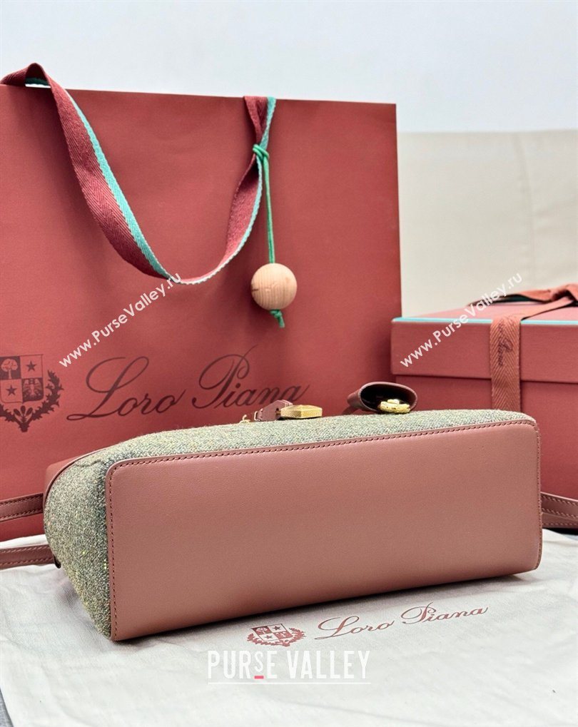 Loro Piana LP Extra Bag L27 in Tweed and Leather Brown/Grey 2026 FAO2841 (BF-260408047)