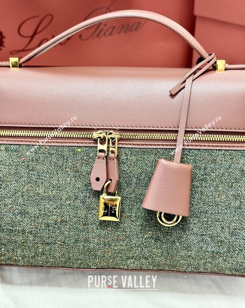 Loro Piana LP Extra Bag L27 in Tweed and Leather Brown/Grey 2026 FAO2841 (BF-260408047)