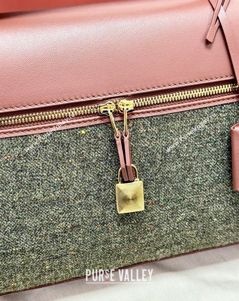 Loro Piana LP Extra Bag L27 in Tweed and Leather Brown/Grey 2026 FAO2841 (BF-260408047)