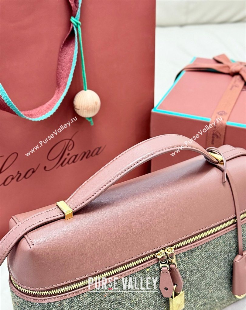 Loro Piana LP Extra Bag L27 in Tweed and Leather Brown/Grey 2026 FAO2841 (BF-260408047)