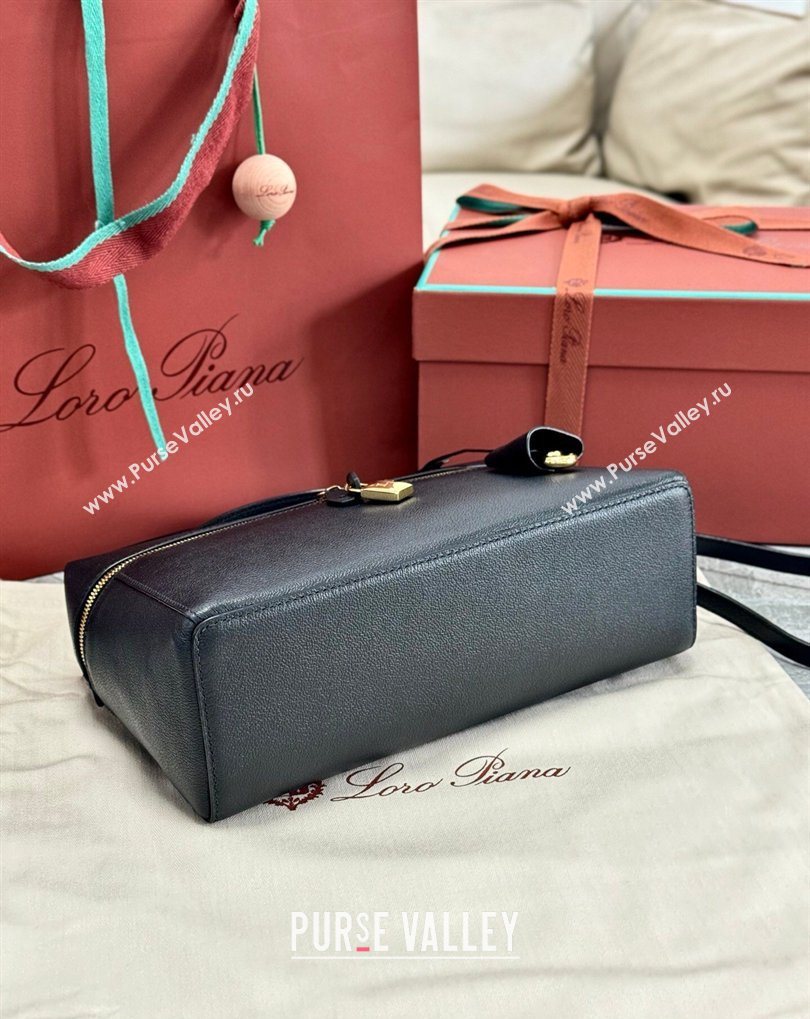 Loro Piana LP Extra Bag L27 in Palm-Grained Leather Black 2026 FAO3001 (BF-260408049)