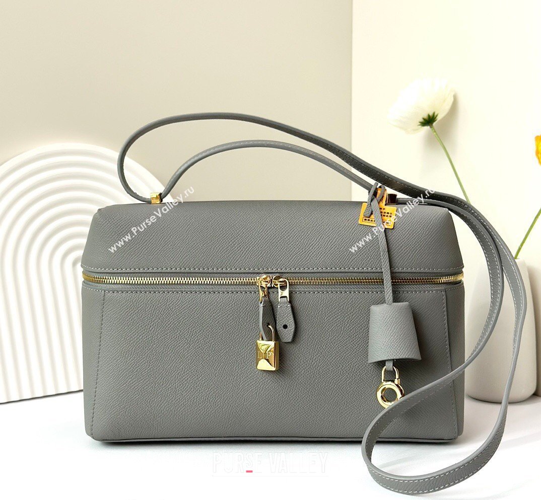 Loro Piana LP Extra Bag L27 in Palm-Grained Leather Pearly Grey 2026 FAO3001 (BF-260408053)