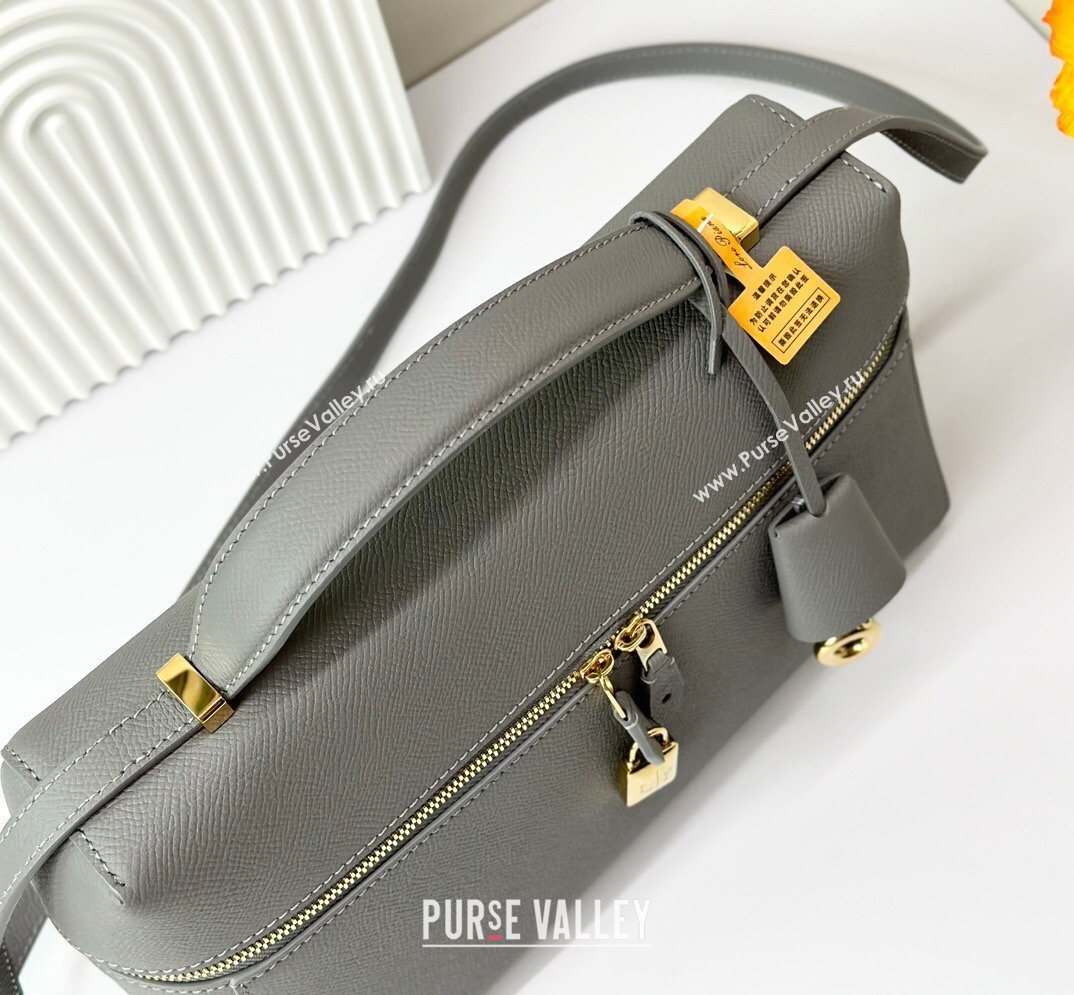 Loro Piana LP Extra Bag L27 in Palm-Grained Leather Pearly Grey 2026 FAO3001 (BF-260408053)