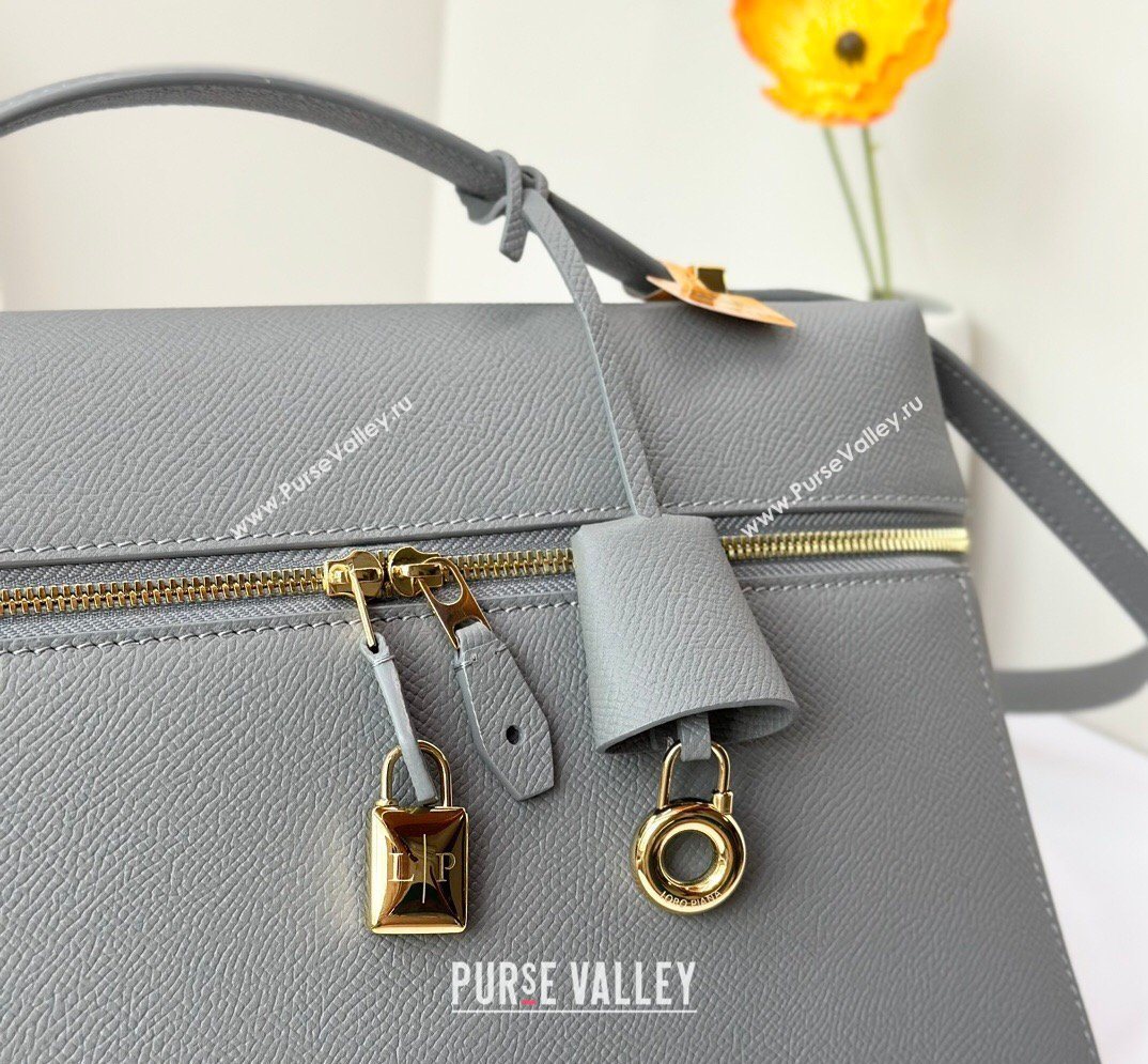 Loro Piana LP Extra Bag L27 in Palm-Grained Leather Pearly Grey 2026 FAO3001 (BF-260408053)