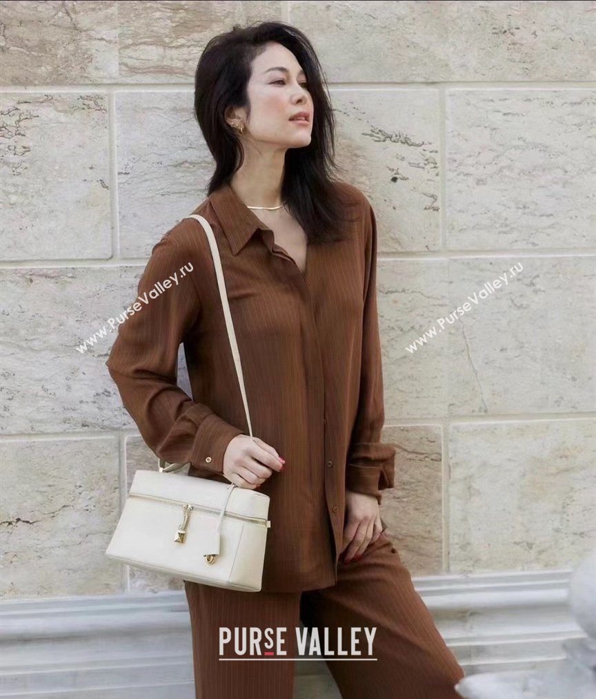 Loro Piana LP Extra Bag L27 in Smooth Leather Cream White 2026 FAO3001 (BF-260408055)