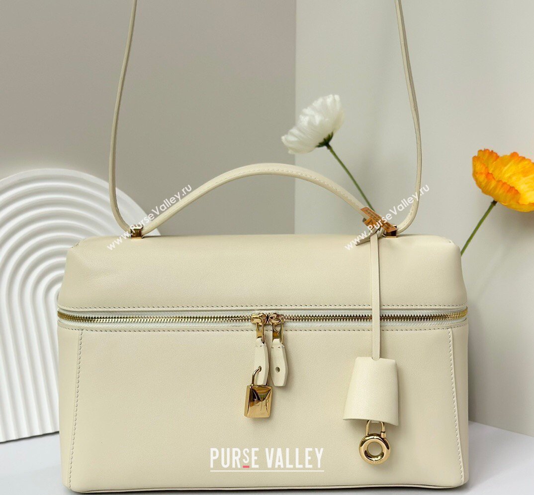 Loro Piana LP Extra Bag L27 in Smooth Leather Cream White 2026 FAO3001 (BF-260408055)