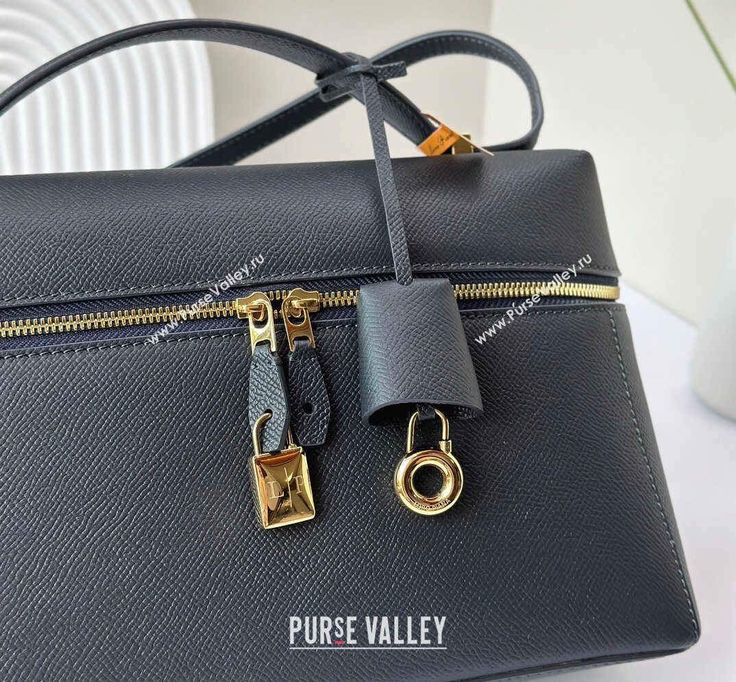 Loro Piana LP Extra Bag L27 in Palm-Grained Leather Navy Blue 2026 FAO3001 (BF-260408056)