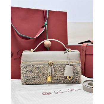 Loro Piana LP Extra Bag L23 in Tweed and Leather Dove Grey 2026 FAQ2126 (BF-260408063)