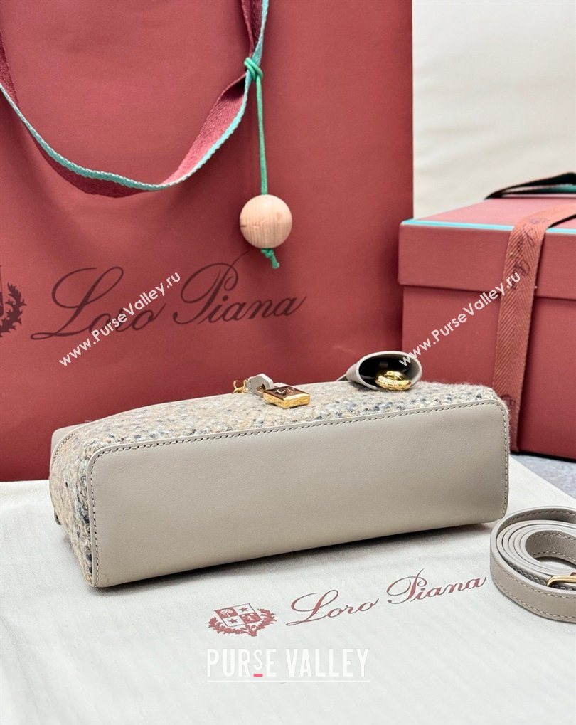 Loro Piana LP Extra Bag L23 in Tweed and Leather Dove Grey 2026 FAQ2126 (BF-260408063)