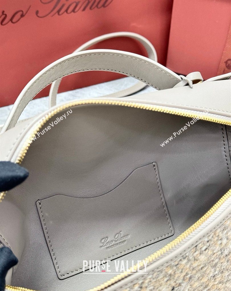Loro Piana LP Extra Bag L23 in Tweed and Leather Dove Grey 2026 FAQ2126 (BF-260408063)
